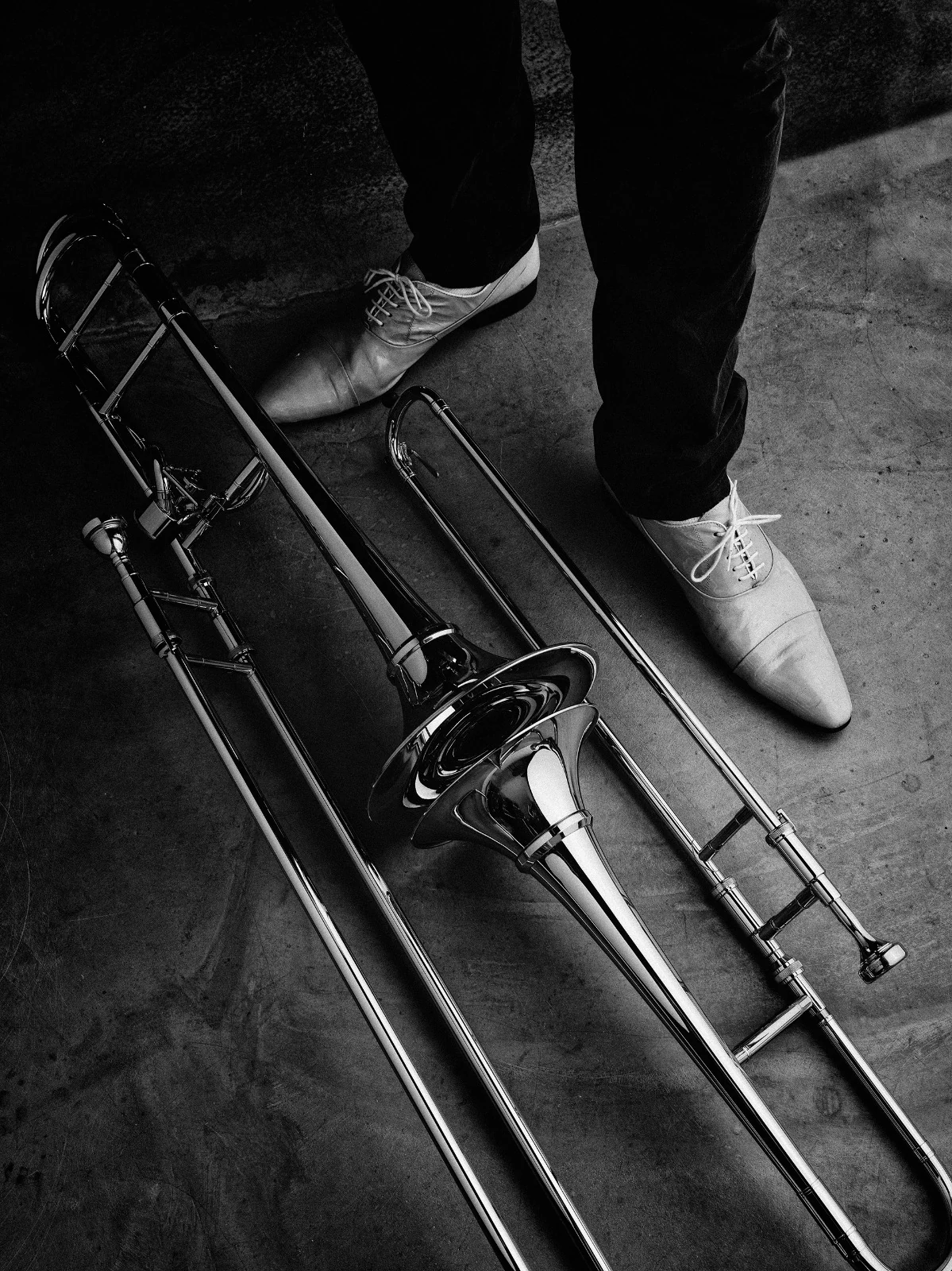 Trombone in its open case